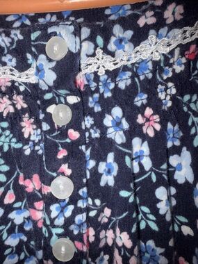 Dalia Collection Navy Floral Top with Pink & Light Blue Blossoms